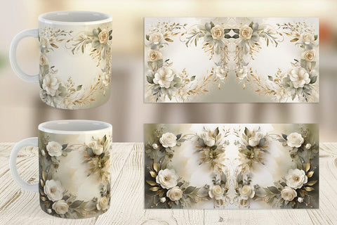 Mug Wrap White Wedding Flower Sublimation artnoy 