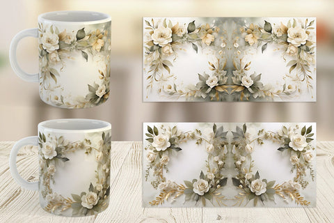 Mug Wrap White Wedding Flower Sublimation artnoy 
