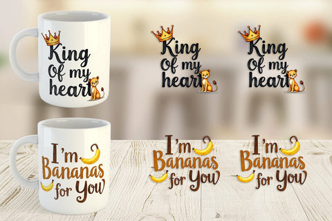 Mug Wrap Wild at Heart Jungle Valentine Watercolor Quotes Sublimation artnoy 