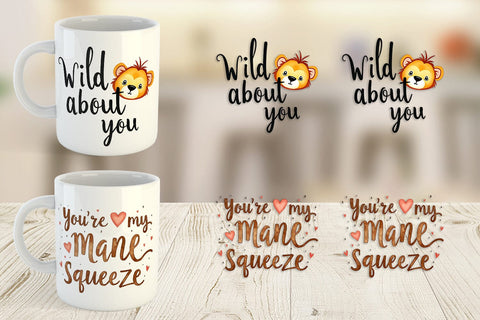 Mug Wrap Wild at Heart Jungle Valentine Watercolor Quotes Sublimation artnoy 