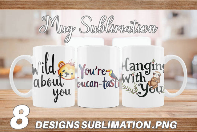 Mug Wrap Wild at Heart Jungle Valentine Watercolor Quotes Sublimation artnoy 