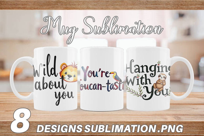 Mug Wrap Wild at Heart Jungle Valentine Watercolor Quotes Sublimation artnoy 