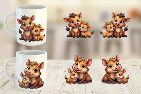 Mug Wrap Wild Boar Mother's Day Sublimation artnoy 