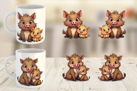 Mug Wrap Wild Boar Mother's Day Sublimation artnoy 