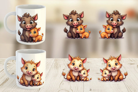 Mug Wrap Wild Boar Mother's Day Sublimation artnoy 