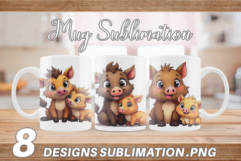 Mug Wrap Wild Boar Mother's Day Sublimation artnoy 