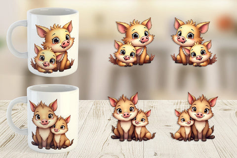 Mug Wrap Wild Boar Mother's Day Sublimation artnoy 