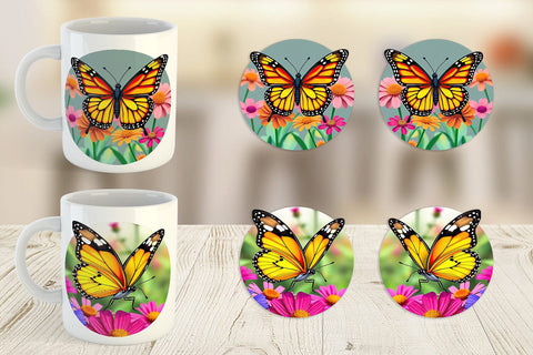 Mug Wrap Wildflower Butterfly Sublimation artnoy 
