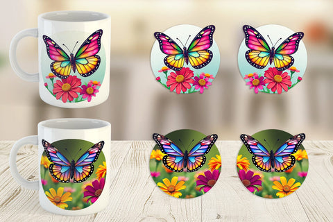 Mug Wrap Wildflower Butterfly Sublimation artnoy 