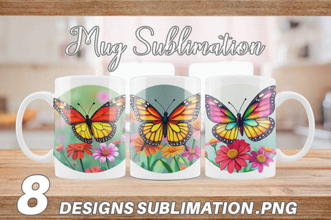 Mug Wrap Wildflower Butterfly Sublimation artnoy 