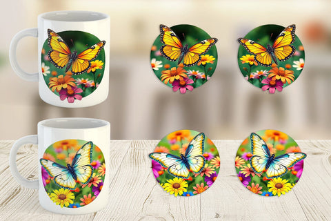 Mug Wrap Wildflower Butterfly Sublimation artnoy 