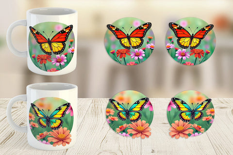 Mug Wrap Wildflower Butterfly Sublimation artnoy 