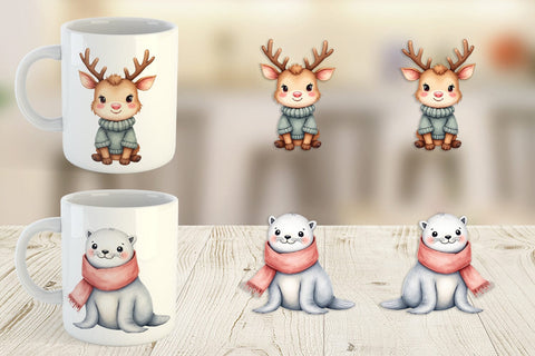 Mug Wrap Winter Animals Sublimation artnoy 