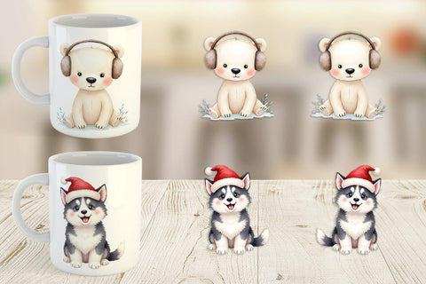 Mug Wrap Winter Animals Sublimation artnoy 