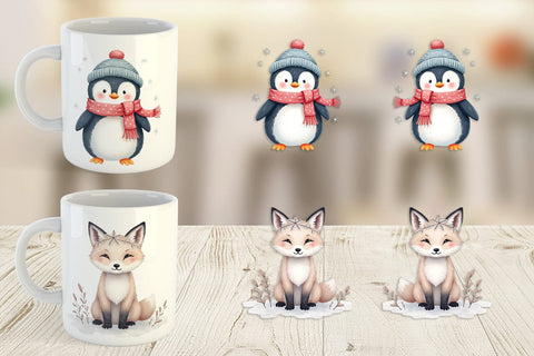 Mug Wrap Winter Animals Sublimation artnoy 