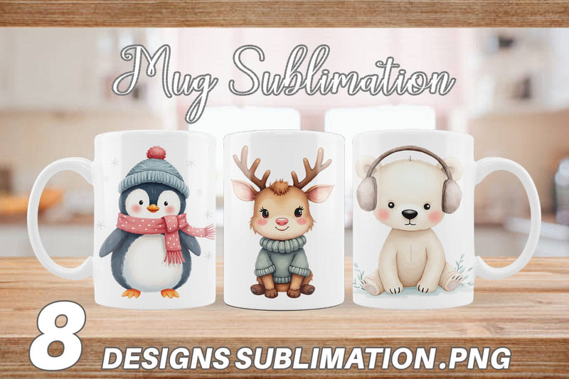 Mug Wrap Winter Animals Sublimation artnoy 