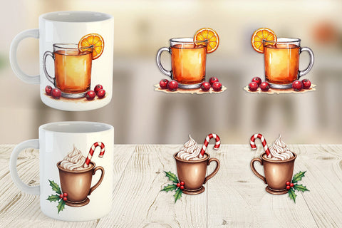 Mug Wrap Winter Botanicals & Warm Brews Sublimation artnoy 
