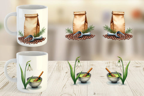 Mug Wrap Winter Botanicals & Warm Brews Sublimation artnoy 