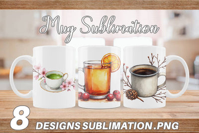 Mug Wrap Winter Botanicals & Warm Brews Sublimation artnoy 