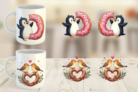 Mug Wrap Winter Critters & Sweets Watercolor Sublimation artnoy 