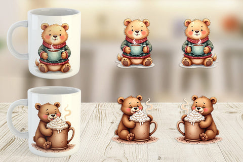 Mug Wrap Winter Critters & Sweets Watercolor Sublimation artnoy 