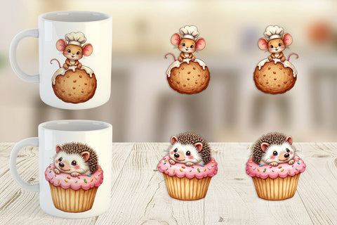 Mug Wrap Winter Critters & Sweets Watercolor Sublimation artnoy 