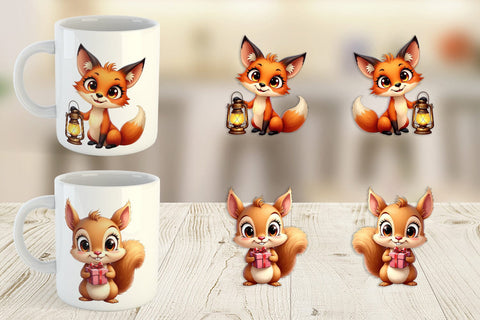 Mug Wrap Winter Glow Whimsical Animals Sublimation artnoy 