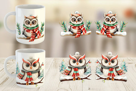 Mug Wrap Winter Owl Sublimation artnoy 