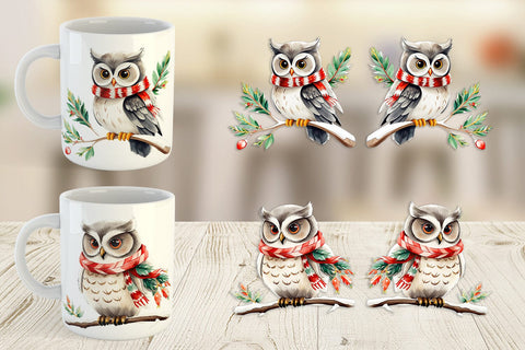 Mug Wrap Winter Owl Sublimation artnoy 
