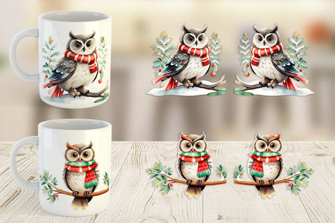 Mug Wrap Winter Owl Sublimation artnoy 