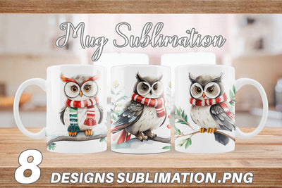 Mug Wrap Winter Owl Sublimation artnoy 