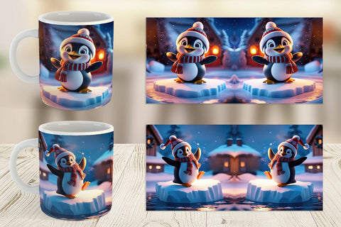 Mug Wrap Winter Penguin Sublimation artnoy 