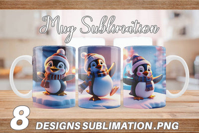 Mug Wrap Winter Penguin Sublimation artnoy 