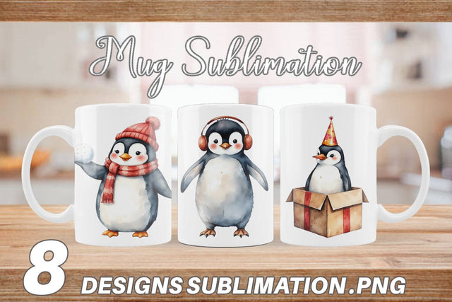 Mug Wrap Winter Penguins Sublimation artnoy 