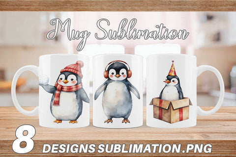 Mug Wrap Winter Penguins Sublimation artnoy 