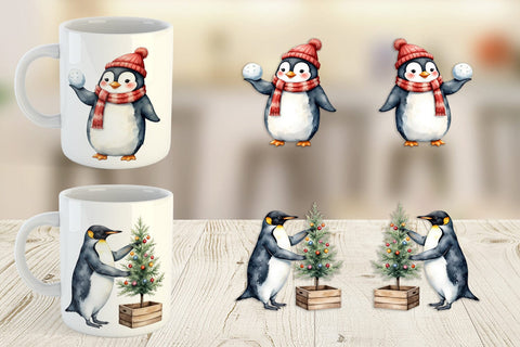 Mug Wrap Winter Penguins Sublimation artnoy 