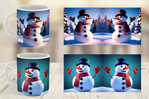 Mug Wrap Winter Snowman Sublimation artnoy 