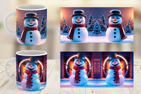 Mug Wrap Winter Snowman Sublimation artnoy 