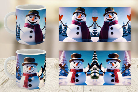 Mug Wrap Winter Snowman Sublimation artnoy 