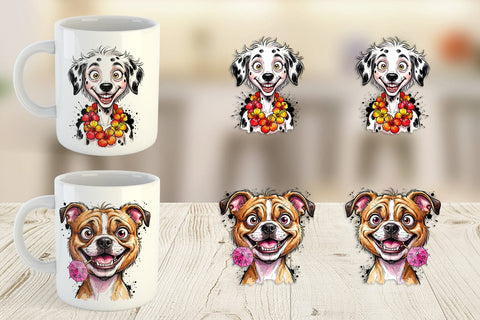 Mug Wrap Witty Coastal Dog Watercolor Caricature Sublimation artnoy 