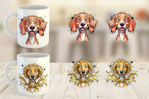 Mug Wrap Witty Coastal Dog Watercolor Caricature Sublimation artnoy 