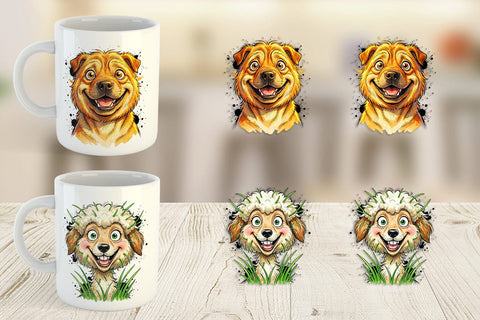 Mug Wrap Witty Summer Garden Dog Watercolor Sublimation artnoy 