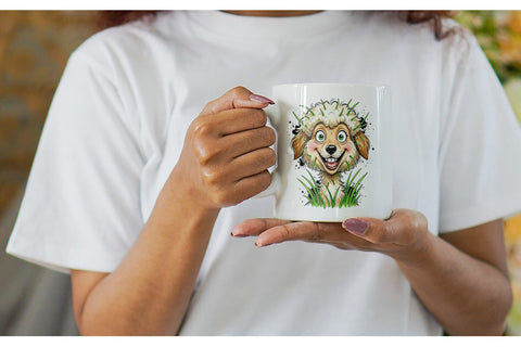 Mug Wrap Witty Summer Garden Dog Watercolor Sublimation artnoy 