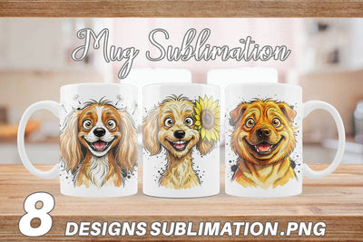 Mug Wrap Witty Summer Garden Dog Watercolor Sublimation artnoy 
