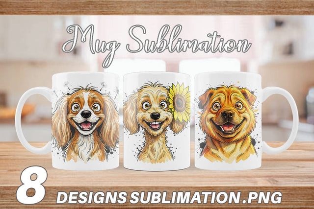 Mug Wrap Witty Summer Garden Dog Watercolor Sublimation artnoy 