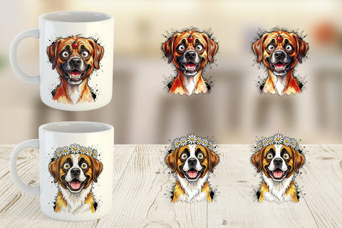 Mug Wrap Witty Summer Garden Dog Watercolor Sublimation artnoy 