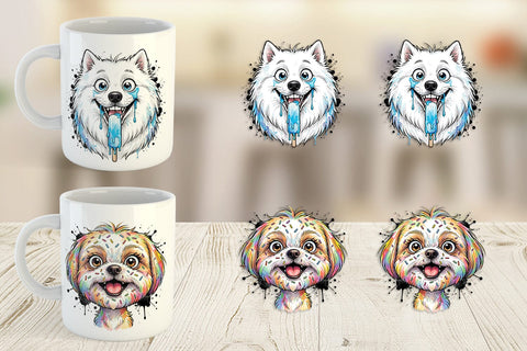 Mug Wrap Witty Summer Treat Dog Watercolor Sublimation artnoy 
