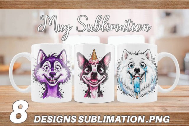 Mug Wrap Witty Summer Treat Dog Watercolor Sublimation artnoy 