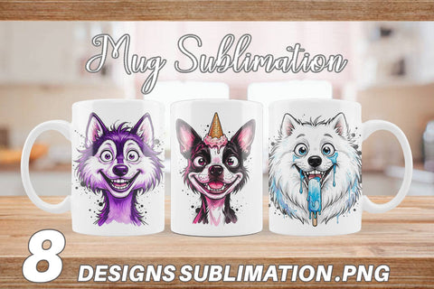 Mug Wrap Witty Summer Treat Dog Watercolor Sublimation artnoy 