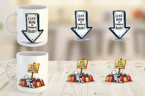Mug Wrap Witty Warning Icons Sublimation artnoy 